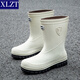 Xlzt modische Herren wasserdichte Schuhe Anti-Rutsch-Regenstiefel mittlerer Karten im koreanischen Stil Japaner Gummischuhe Schuhschuhe Waschwasserschuhe Erwachsene Regenstiefel Schwarze Einzelschicht 41 (255 mm)