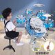 Tambores para niños, tambores de jazz para principiantes, instrumentos de percusión simulada, instrumentos para bebés masculinos y femeninos de 1-3 años, rojo, 5 tambores, 1 platillos, b, 1 taburete + guitarra