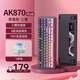 黑爵（AJAZZ）AK870PLUS三模热插拔机械键盘 Gasket结构五层填充全键热插拔RGB下灯位电竞游戏高颜值TTC烈焰红V2 渐变侧刻粉-飞鱼轴-4000mAh三模无屏