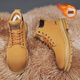 Jeep 2024 autumn and winter new cowhide outdoor waterproof high-top yellow boots, thick-soled height-enhancing and kicking, Martin boots, golden yellow (adding velvet to keep warm) 41