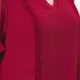 VOA Seiden Georgette V-Neck Puffhülse schwarzes Ohr gefaltes Doppelschicht Asymmetrischer Saum lose T-Shirt BE673 Huanxi SHA-Burgund (H38) 2xl