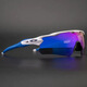 Oakley 9208 Radsport Sonnenbrille Oakley Tag und Nacht Dual-Purple-Photosensitive Farbwechsel Sport Sonnenbrille Schwarzes Rahmen Schwarzes Blatt-polarisierte photosensitive Farbänderung 2 Linsen transparent Blau