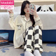Pajamas modal pour les femmes en automne à manches longues Cardigan à manches longues Suit pour les femmes d'automne 2024 Nouveau dessin animé Spring Automne Hiver Home Clothing 3882 2xl [135-160jin [Jin est égal à 0,5 kg]]]