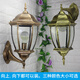 Yilin outdoor wall lamp waterproof garden lamp European style outdoor villa exterior wall lamp balcony aisle corridor American retro wall lamp medium black transparent glass