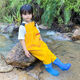Children's one-piece water play overalls, sand play clothes, rain pants and rain boots for men and women, children's pink overalls, height 90-shoe size 24