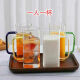 Liuhui water cup home set for one person, one color, anti-fall glass, heat-resistant high borosilicate ins, high-looking square glass, 2 square pink + free 2 pink straws