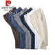 Pier Cardin Sommer dünne Feste Farbe einfache lässige Hosen für Männer 100% reines Leinen atmungsaktives chinesisches Stil elastischer Taille Neue Hosen grau-blau 2xl 140-160jin [Jin gleich 0,5 kg]