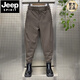 JEEP SPIRIT autumn and winter new trousers men's thin velvet thickened trousers with Martin boots harem pants Velcro casual pants black plus velvet 34 165-175Jin Jin is equal to 0.5 kg