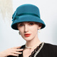 EE autumn and winter new elegant bow woolen hat British retro banquet decoration hat dark green adjustable (53-57)