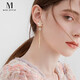 Mck imitation opal flower tassel ear clip women's long pierced earrings girlfriend Chinese Valentine's Day gift
