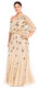Adrianna Papell Women's One Shoulder Grecian Style Beaded Pleated Dress Dress Skin Tone 18
