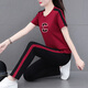 NY-EMMA sports suit for women short-sleeved summer thin high-end fashionable age-reducing cotton casual and fashionable running suit two-piece set 692 orange (trouser suit) XL (recommended 110-125 Jin [Jin equals 0.5 kg])