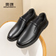 Aokang offizielle Herrenschuhe, beliebte Business Casual Lederschuhe für Männer, komfortable und vielseitige einbeinige Schuhe für Männer, Schwarze Größe 41
