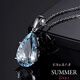 Nanzhi natural aquamarine pendant for women 925 silver platinum plated holder inlaid with blue crystal colorful treasure necklace pendant popular certificate