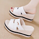 Woodpecker high heel sandals for women 2025 summer new slippers for women wearing high-value wedge non-slip sandals white 37