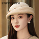 Pingxi PINGCBFXI light luxury brand wool beret hat for women winter new fashion casual fisherman hat warm and cold-proof hat for women light luxury * off-white one size (adjustable)