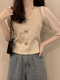Direction simple 2025 Été Nouveau glace en soie en mousseline de mousseline en V épisse en V Sweater à manches courtes Lady Lame de base mince de base courte MCL 3523 Black One Size (70-125jin [Jin est égal à 0,5 kg] peut être usé) peut être porté)