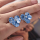 Sili non-pierced ear clips water mist blue iris French retro flower earrings high-end niche design temperament earrings mosquito coil ear clips