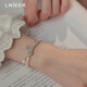 LnieerS925银福牌淡水珍珠手链女和田玉银手串送闺蜜女友情人节礼物手镯 S925银淡水珍珠手链+检测证书