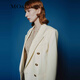 MO&Co. Spring and Autumn Sheep Wool Worsted Patch Collar Padded Shoulder Broad Shoulder Blazer Moanke Apricot S 160