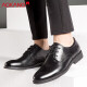 Aokang leather shoes men's British style men's shoes lace-up business formal shoes men's low-cut shoes black size 42