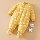 Mianguduo infant and toddler foot-covered jumpsuit, pure cotton handmade cotton clothing, newborn romper, winter thickened baby foot-covered jumpsuit, lion leaf 80cm (suitable for 10-14 months)