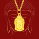 Buddha head pendant in the middle, solid silver necklace for men and women, gold-wrapped silver Tathagata Buddha statue, eternal peace for couples, small Buddha head pendant (red rope necklace), gold about 0.3g