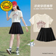 G.Duckkids Little Yellow Duck Girl Kleid 25 Neuer Sommer JK Anzug Kinder Großer Kinder lässig plisderner Rock Mode Kurzrock 9922t-Shirt +1516 Schwarz 120 cm
