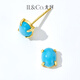 IL&CO Youke S925 silver natural turquoise earrings for women retro light luxury high-end earrings birthday gift for girlfriend S925 silver four-prong turquoise earrings pair