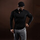 Monster Guardians Men's Long Sleeve Fitness Clothing Gold Stamping Logo Slim Fit Henley Moisture-wicking Sports Training Clothing Black M