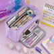 Pencil bag for primary school students, ins for Japanese middle school students, college pencil cases for boys, pencil bags for junior high school students, pencil cases, high school girls, Japanese style large-capacity stationery bags. Order 2 pens from Song Dynasty. Elegant purple - can hold 100 pens.