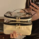 Baby Beile Makeup Bag Women's Large Capacity Washing Bag High-Precision Portable Travel Double-Layer Transparent Waterproof Washing Storage Bag Handheld Beige-Cosmetic Bag