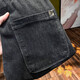 2025 spring and summer elastic elastic waist tether thin jeans men's loose small feet harem pants drawstring dad pants trendy 8802 black thin 38 (recommended 185-210Jin [Jin equals 0.5 kg])