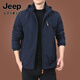 Jeep (JEEP) outdoor men's jacket autumn and winter 24 new middle-aged men's autumn clothes top plus velvet jacket men's spring and autumn thick plus velvet 9898 military green style XL