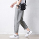 
Jewish casual pants for men in summer new loose ice silk straight sport nine-point pants for men conical Korean style trendy trousers 9904 cement grey 3XL