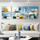 Mo Painting Lulin Modern Simple Living Room Decoration Painting New Chinese Sofa Background Wall Mural Landscape Painting Hall Triangle Landscape Painting 2-Home Harmony All-in-One 12107 Mirror Crystal Porcelain Middle 100*70 Side 50*70 Gold Frame
