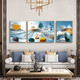 Mo Painting Lulin Modern Simple Living Room Decoration Painting New Chinese Sofa Background Wall Mural Landscape Painting Hall Triangle Landscape Painting 2-Home Harmony All-in-One 12107 Mirror Crystal Porcelain Middle 100*70 Side 50*70 Gold Frame
