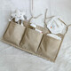 Round cotton and linen fabric baby playpen bedside storage hanging bag baby bedside diapers diaper toy storage bag two-port storage