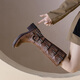 Feyuega Knight Boots Women's Retro Maillard Thick Heel Belt Buckle Martin Boots But Knee Boots New Western Denim Boots Brown 38
