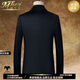 
MHEF wool suit men's autumn and winter business casual suit collar tweed jacket men's short cashmere coat trend XDYM99635 Navy blue M 170
