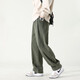 Dingfengbaoluo casual trousers pure cotton loose straight pants autumn wide-leg workwear pants men HM9901 military green XL