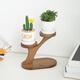Kang Qianqiu Desktop mehrschichtige kleine Blumenregal Grüne Efeu Sukkulente Bay Windowsill Balkon Wohnzimmer Office Desk Mini Blumentopf Rack Bambus Holz Tee Garten zweistöckig