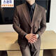 Jason's Double Breasted Suit Men's Suit High-end Banquet Business Professional Formal Wear British Style Handsome Slim Suit Jacket Brown (Single Suit) M (100-120Jin Jin is equal to 0.5kg)