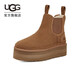 Ugg Autumn Women's Casual Comfort Couleur continue Couleur épaisse semelle Bottes de neige Chimney Fashion Chelsea Boots 1134526 Che Maroon 37