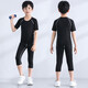 
Children's tights training suit men's running sports short-sleeved suit basketball football quick-drying clothes cropped pants fitness suit YIPAI Yipai all black suit S size (height 160, weight 80 Jin [Jin equals about 0.5 kg])