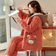 Modal pajamas for women in winter, three-layer thickened cotton coral velvet flannel in autumn and winter, warm home clothes can be worn outside. 9901 blue [medium-length style] M [suitable for 80-100Jin [Jin equals 0.5 kg]]