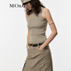 MO / CO. Gilet 5a lavage antibactérien Dirying Dirying Slim ajustement Collier rond de coupe I Top I-Back avec intérieur et extérieur Olive Green S 160