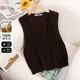 SNOWFLYING 100% sheep wool knitted vest women's new V-neck solid color casual wool sweater versatile layered sweater