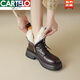 CARTELO cocodrilo (CARTELO) invierno nuevas botas de nieve de una sola pieza de piel de oveja para mujer engrosadas más botas Martin de terciopelo adelgazantes botas cortas de cuero de suela gruesa de algodón grande negro 40