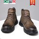 
CARTELO men's shoes genuine leather winter new style plush warm high-top cotton shoes for men's trendy versatile workwear Martin boots non-slip xby9901 black single boots 40
